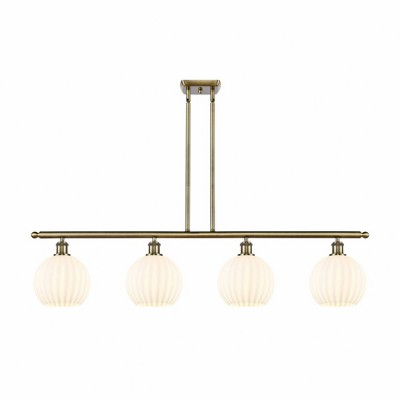White Venetian - 4 Light Stem Hung Island In Modern Style-11 Inches Tall and 48 Inches Wide
