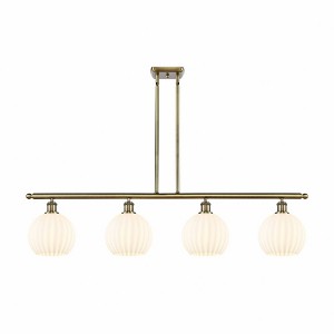 White Venetian - 4 Light Stem Hung Island In Modern Style-11 Inches Tall and 48 Inches Wide - 1 of 1
