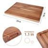 Set of 2 Acacia Wood Cutting Board, Large Wooden Cutting Board for Kitchen, Butcher Block with Deep Juice Groove and Side Handle - 3 of 4