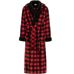 ADR Men's Robe, Warm Plush Hooded Bathrobe Man, Full Length Fleece Robe Man with Hood - 1 of 4