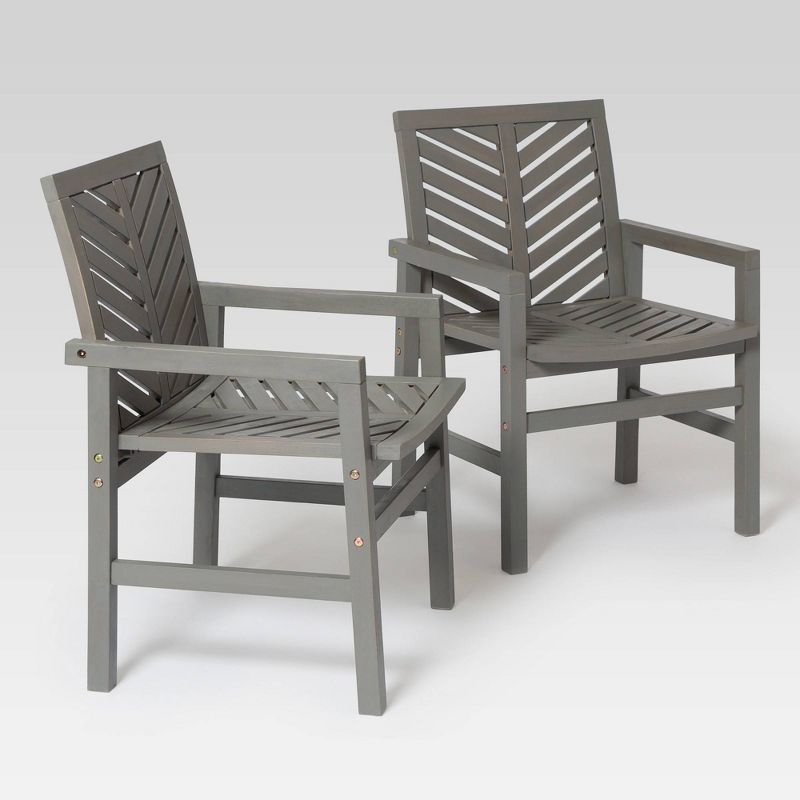 2pk Slatted Chevron Acacia Wood Patio Chairs - Saracina Home, 5 of 15