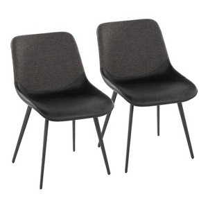 LumiSource Set of 2 Outlaw Two Tone Fabric Accent Chairs Black Metal/Black PU/Gray - 1 of 4