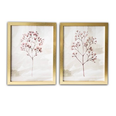 (Set of 2) 16" x 20" Blush Branches Framed Wall Canvas Pink - Gallery 57