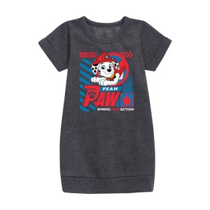 - Paw Patrol - Team Paw Marshall Graphic Short Sleeve Fleece Dress - 1 of 4