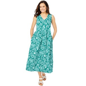 Woman Within Plus Size Sleeveless Button Front Dress - 1 of 4