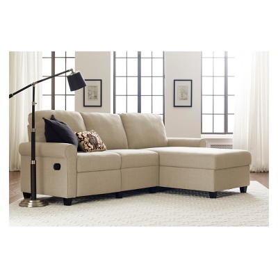 Beige Fabric Sectional Sofa with Storage and Recliner