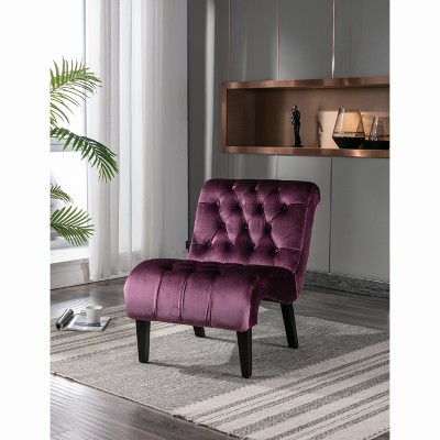 CAVINAS Modern Velvet Accent Chair Upholstered Living Room Chairs with Wooden Legs, Armless Lounge Chair for Living Room