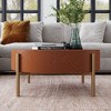 Munora Rustic Round Coffee Table with Solid Wood Tabletop and Metal Legs, 27.6" Diameter x 13.8" Height, Natural Finish - 3 of 4