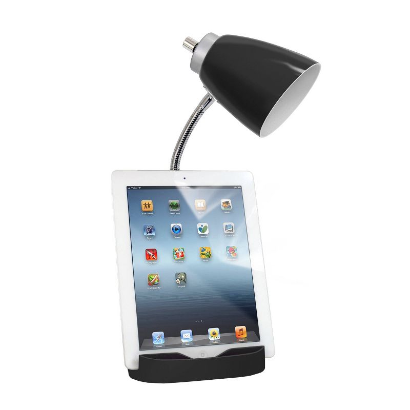 Gooseneck Organizer Desk Lamp with iPad Tablet Stand Book Holder and Charging Outlet - LimeLights, 4 of 8