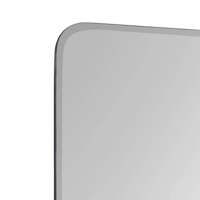 White Rectangular Frameless Vanity Mirror with Shelf