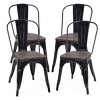 Tangkula Set of 4  Metal Dining Side Chair Wood Seat Stackable Bistro Cafe New - 3 of 4