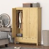 HOMCOM 3 Doors Armoire Wardrobe Closet with 2 Drawers, 69" Clothing Storage Cabinet with Lockable Large Drawer and Hanging Rod for Bedroom - 2 of 4