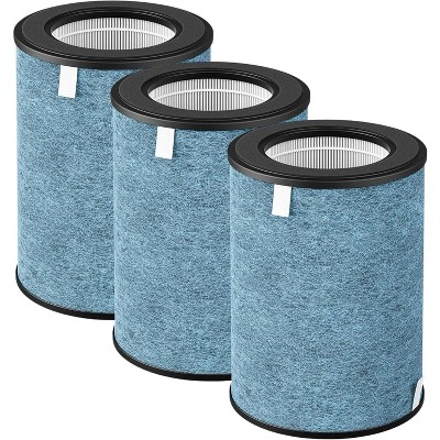 Nispira HP302 3-in-1 True HEPA Activated Carbon Filter Replacement for Shark Air Purifier MAX HP200 HP300 Series Part # HE2FKBAS, HE2FKBASMB, 3 Packs