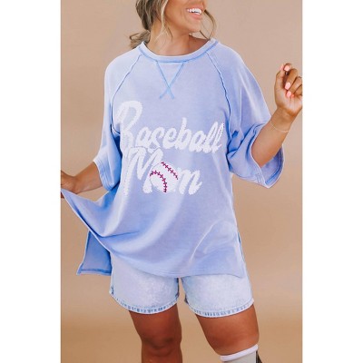 Women's Baseball Mom Washed Oversized Tee - FANTASTIC FAWN