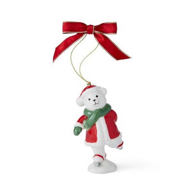 Spode Christmas Tree Skating Teddy Bear Ornament