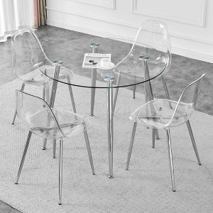 Nicbex Dining Table Set for 4 Kitchen Table Modern Luxurious Round Tempered Glass Dining Table Set with 4 Dining Chair - 1 of 4