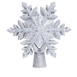 Aoibox Christmas Tree Topper 1 Piece 9.25 Inch LED Snowflake Projector Light Silver 3D Design for Indoor Outdoor Holiday Tree Decor - 1 of 4