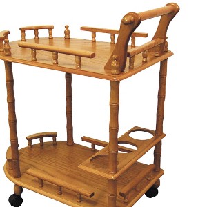 Maliang 29" Tall 2-Tier Wooden Wine Table with Oak finish - 1 of 4