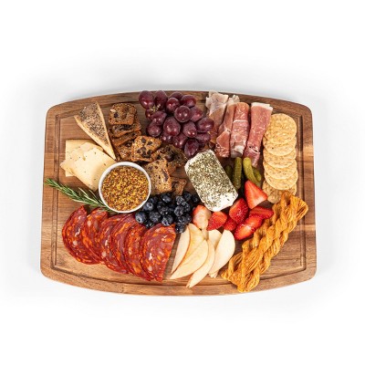 Toscana Disney Mickey and Minnie Mouse Thanksgiving Ovale Acacia Cutting Charcuterie Board