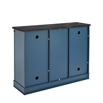 Navy Blue Rustic 47" Wood Bar Cabinet with Sliding Barn Door