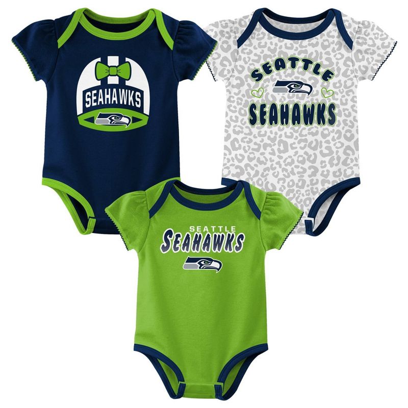 NFL Seattle Seahawks Baby Girls&#39; Onesies 3pk Set, 1 of 5