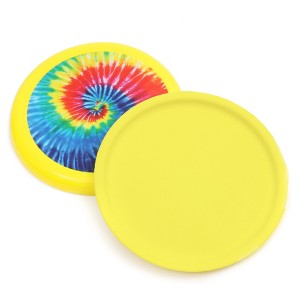 Infinite Curiosity 4 Pack Outdoor Indoor Flying Disc Tie-Dye Toys for Kids, Beach Family Games, Yellow, 8 in - 1 of 4