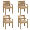 vidaXL Solid Teak Wood Batavia Chairs-Beige Cushions Outdoor/Garden/Patio Wooden Seating with Armrest and Comfortable Seat Depth - 2 of 4