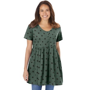 Woman Within Short-Sleeve Empire Waist Tunic - 1 of 4