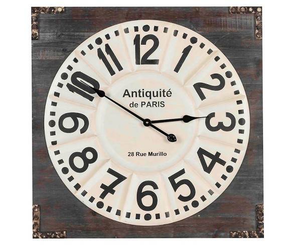 Talbert Square Wall Clock Cream/Brown Patina - Cooper Classics&#174;