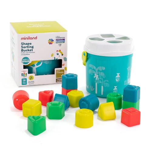 Miniland Feel To Learn: Shape Sorting Bucket, Turquoise : Target