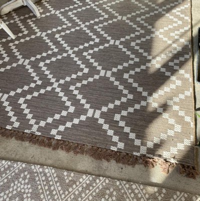 2'3x7'5 Outdoor Rug-Black/Tan Diamonds