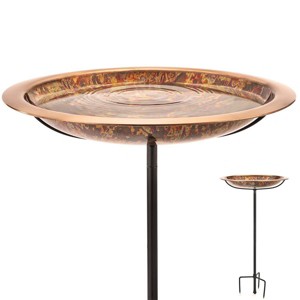 Good Directions 33" Fired Copper Bird Bath with Garden Pole - Orange - 1 of 4
