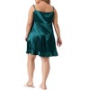 Agnes Orinda Women's Plus Size Satin Ruffle Trim Deep V Sleeveless Pleated Soft Nightgowns - 4 of 4