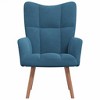 vidaXL Blue Velvet Accent Chair with Wooden Legs & Steel Frame - Comfortable Lounge Seating for Living Room, Office, or Bedroom - 3 of 4