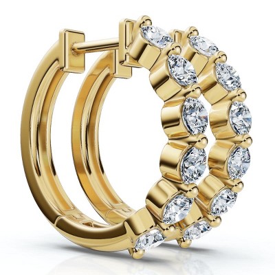 Pompeii3 1Ct 6-Stone Diamond Hoops 10k Gold Lab Created