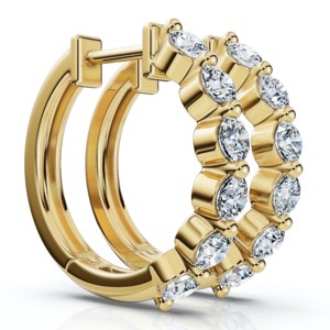 Pompeii3 1Ct 6-Stone Diamond Hoops 10k Gold Lab Created - 1 of 4