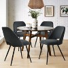 Panipeachy Upholstered Dining Chairs Set of 4, Modern Charcoal Faux Shearling Side Chair with Matte Black Legs - 2 of 4