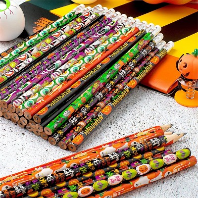 Joyfy 48PCS Halloween Colorful Pencils Assortment with Eraser, 12 Design Halloween Themed Stationery Set Party Favor Supplies, Classroom Gift Prize