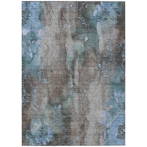 HomeRoots 3' X 5' Taupe And Blue Floral Washable Indoor Outdoor Area Rug - 1 of 4