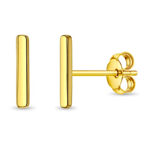 Thin Bar Butterfly Back 14k Gold Earrings - In Season Jewelry - image 1 of 3