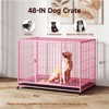 XBRIGH 42/38 Inch Dog Crates for Meidum Small Dogs Folding Metal Wire Cages Dog Kennels Pet Cage with Double-Door, Removable Tray White - 3 of 4