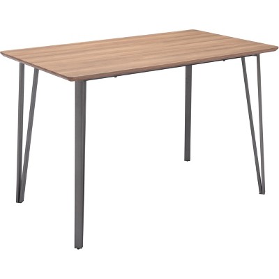 55.1" Grace Counter Table Brown - ZM Home: Mid Century Industrial Design, MDF Walnut Laminate, Steel Legs
