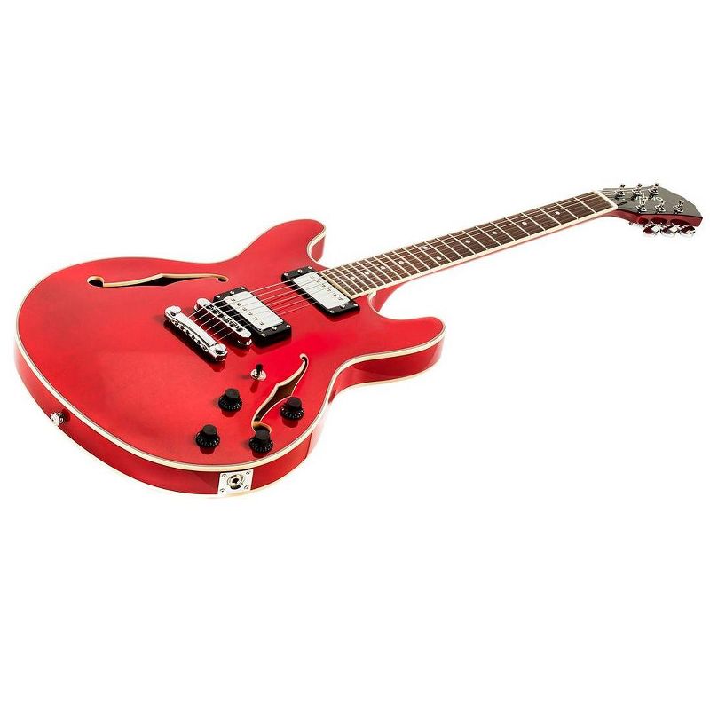 Monoprice Indio Boardwalk Hollow Body Electric Guitar - Red, With Gig Bag, 1 of 7