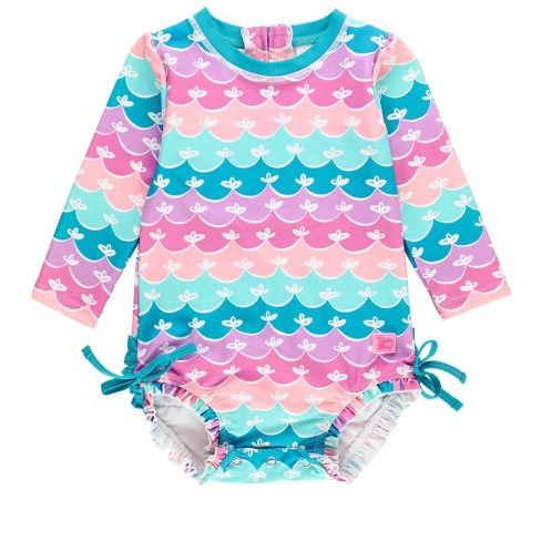 Rufflebutts Baby/toddler Girls Long Sleeve Upf50+ One Piece Rash Guard ...