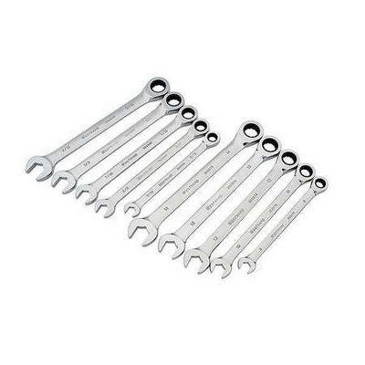 WESTWARD 1LCF4 Ratcheting Wrench Set,Pieces 10