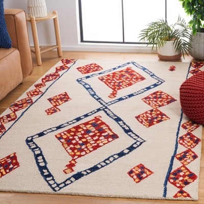 Ivory and Multi Wool Handmade Tufted Area Rug