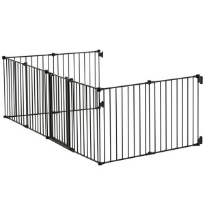 VEVOR Baby Gate, 192 Inches Extra Wide, 28 Inches High 8-Panel Foldable Dog Gate, One-Hand Open, Install Between Two Walls or As a Fence, Black - 1 of 4