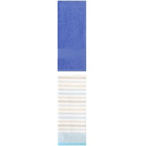 REGALWOVEN Striped Pattern Cotton Bathroom Hand Towel for Face Hair 13" x 30"/13" x 27" 2 Packs - 1 of 4