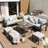 XINGHANZHENXUAN Grey 7-Piece Aluminum Patio Dining Set with Table, Rust-Free, Comfortable Cushions and Backrests - 3 of 4
