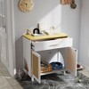 Cat Litter Box Enclosure, Hidden Litter Box Cabinet Furniture with with Drawer and Scratch Pad Doors, Indoor Wood Cat Kitty House Furniture - 3 of 4